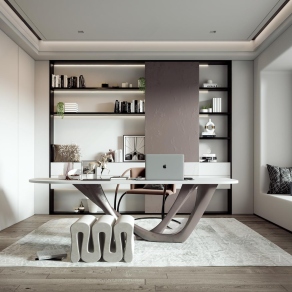 现代家居书房3D模型下载